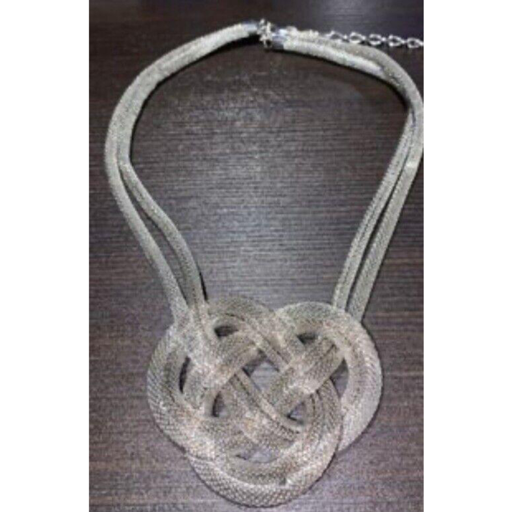 Fine Mesh Silver Tone Classy Statement Necklace Costume Jewellery